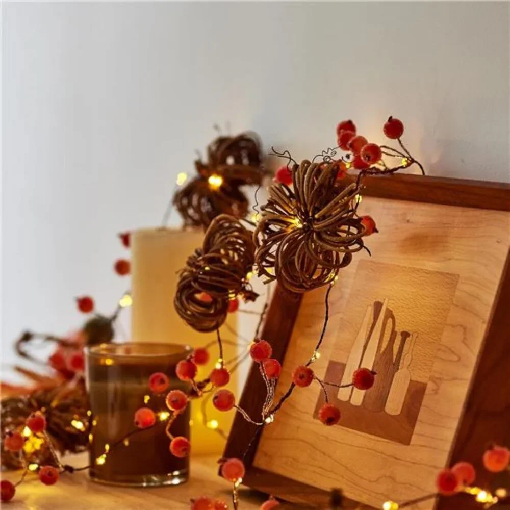 Fall Garland with Lights 10ft 30LEDs Rattan Pumpkin String Lights Battery